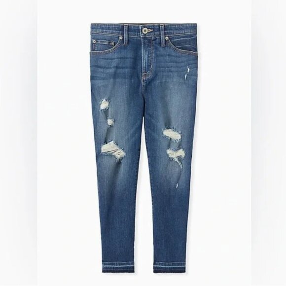 Torrid Sky High Skinny Crop Jeans Distressed Size 20 - Picture 1 of 14